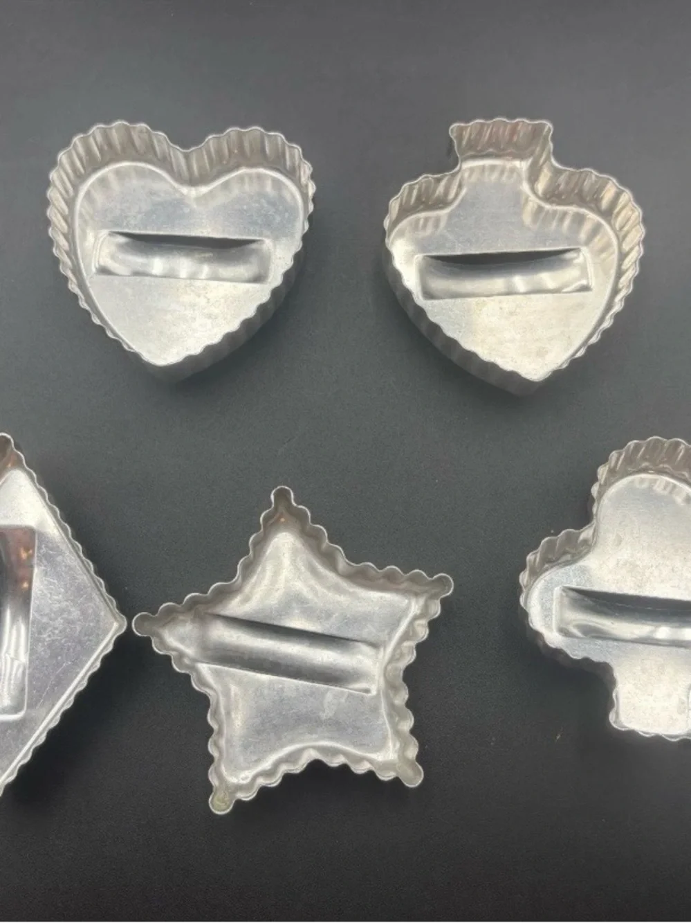 Vintage Aluminum Fluted Cookie Cutters Playing Card Suits and Star